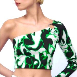 NWT Zara One Shoulder Long Sleeve Crop Top